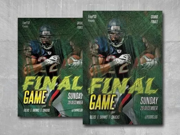 Green American Football Final Game Flyer Template 1