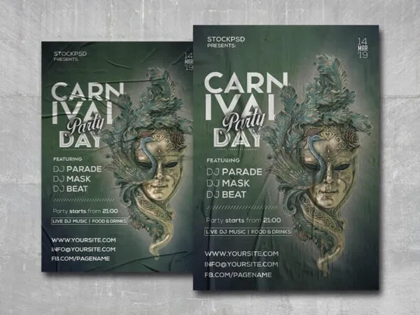 Green Carnival Day Party Flyer Template 1