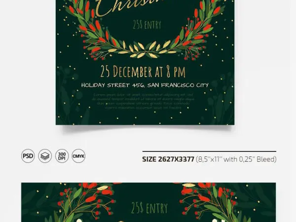 Green Delightful Christmas Flyer Template 1
