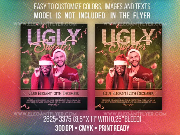 Green Festive Christmas Party Flyer Along with Facebook Cover Templates 1