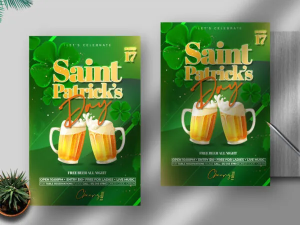 Green Floral Saint Patricks Day Flyer Template 1