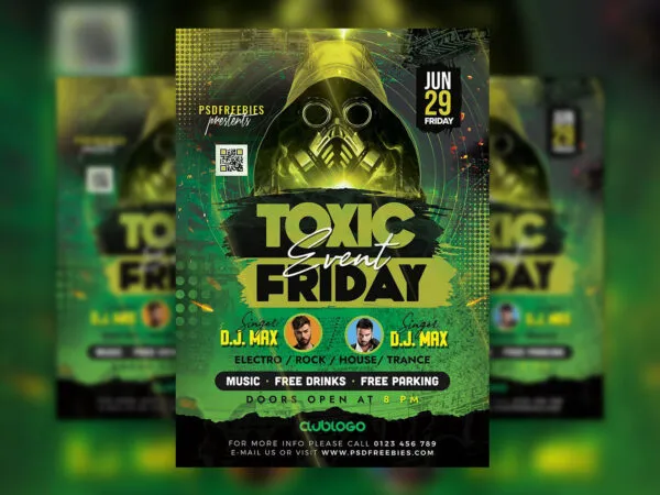 Green Futuristic Music Event Flyer Template 1