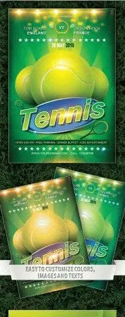 Green Glitter Tennis Game Flyer Template 1