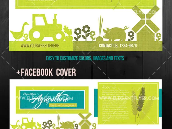 Green Illustrated Agriculture Farming Flyer Template 1