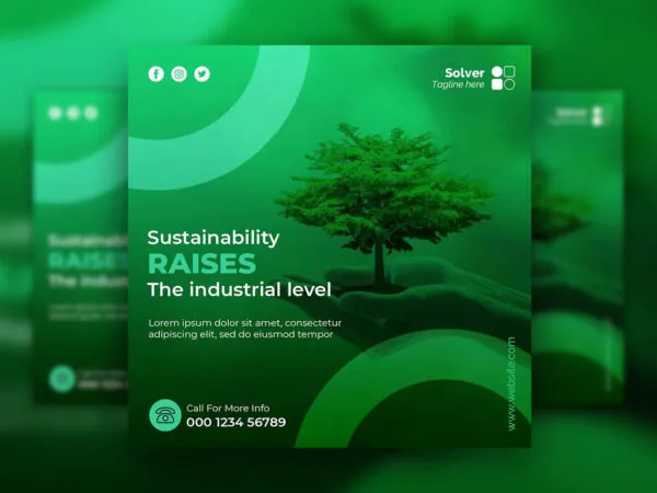 Green Illustrative Solar Energy Flyer Instagram Post Template 1