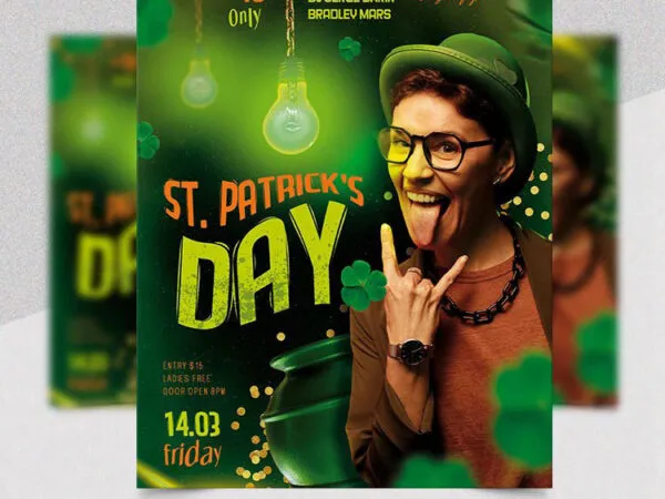 Green Illustrative St Patricks Day Flyer Template 1