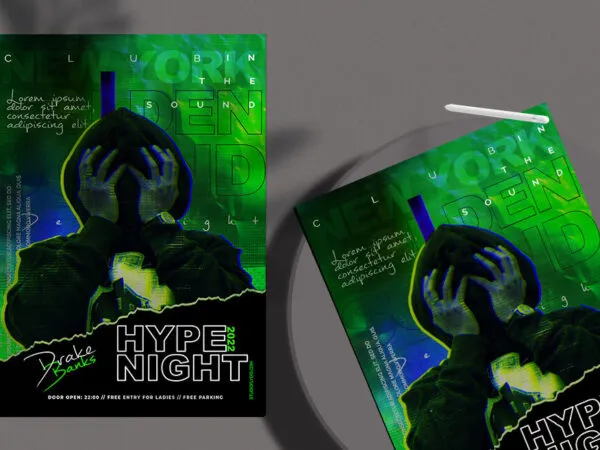 Green Modern DJ Party Flyer Template 1