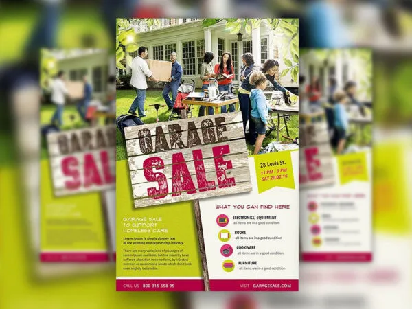 Green Modern Garage Sale Flyer Template 1