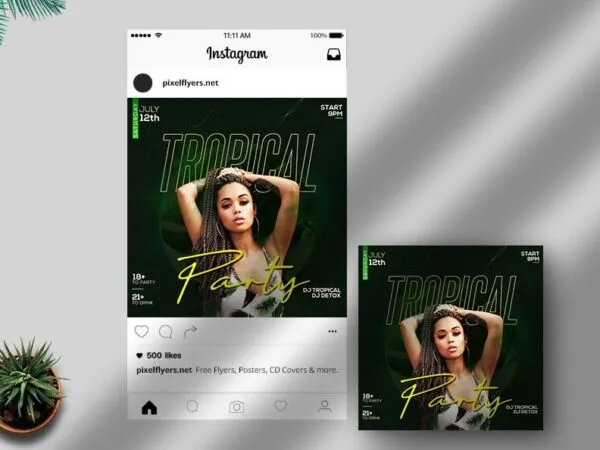 Green Modern Party Instagram Banner Template 1