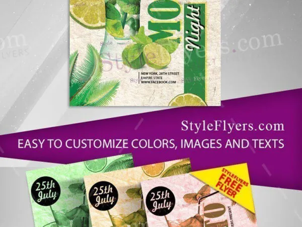 Green Mojito Night Party Flyer Template 1