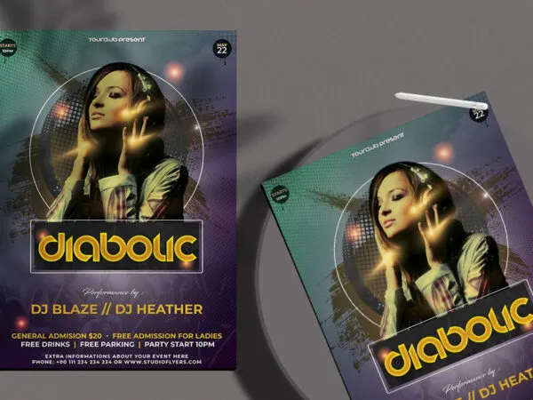 Green Purple Modern Nightclub Flyer Template 1