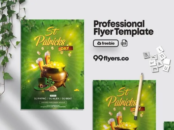 Green Saint Patricks Day Celebration Flyer Template 1