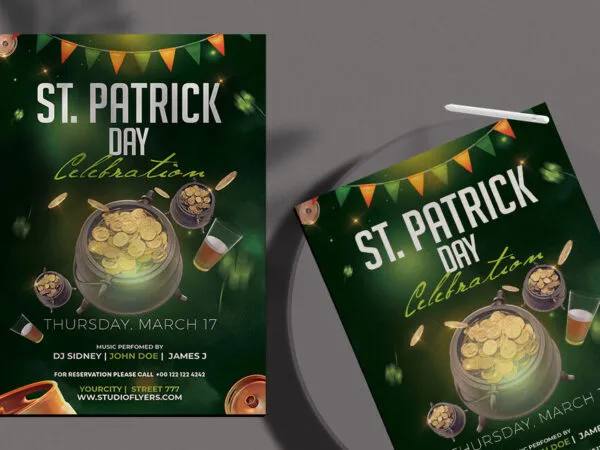 Green Saint Patricks Day Event Flyer Template 1