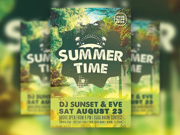 Green Summer Time Party Event Flyer 1