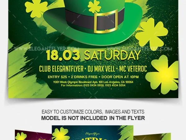 Green Traditional Saint Patricks Day Flyer Template and Facebook Cover 1