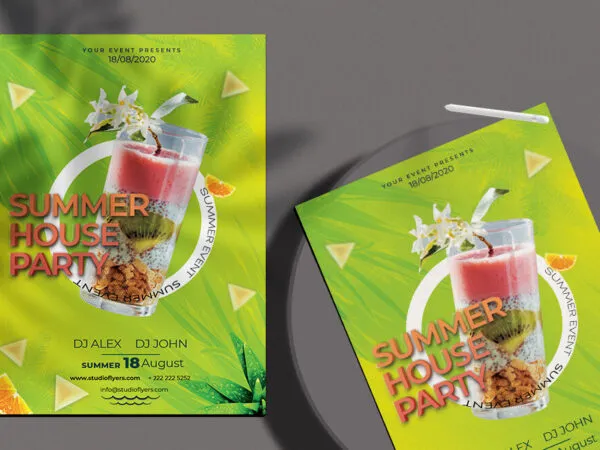 Green Tropical Summer Party Flyer Template 1