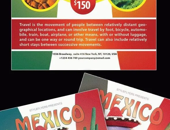 Green White Red Mexico Themed Travel Agency Flyer Template 1