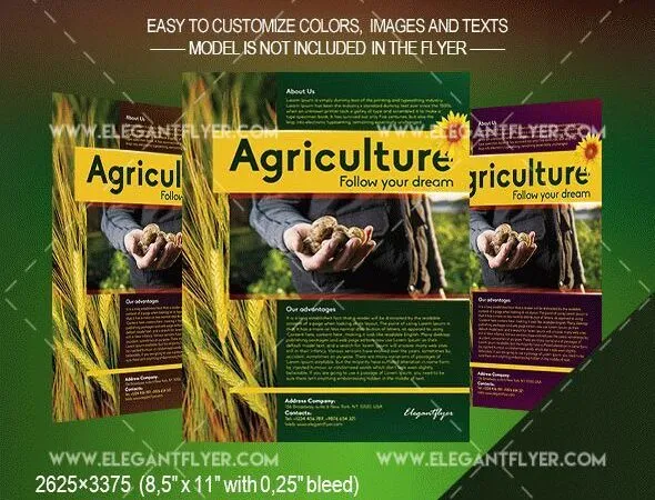 Green Yellow Modern Agricultural Corporate Flyer and Facebook Cover Templates 1