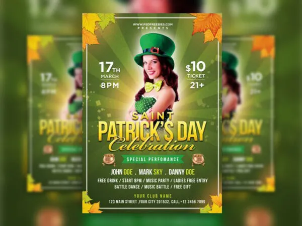 Green and Golden Saint Patricks Day Flyer Template 1