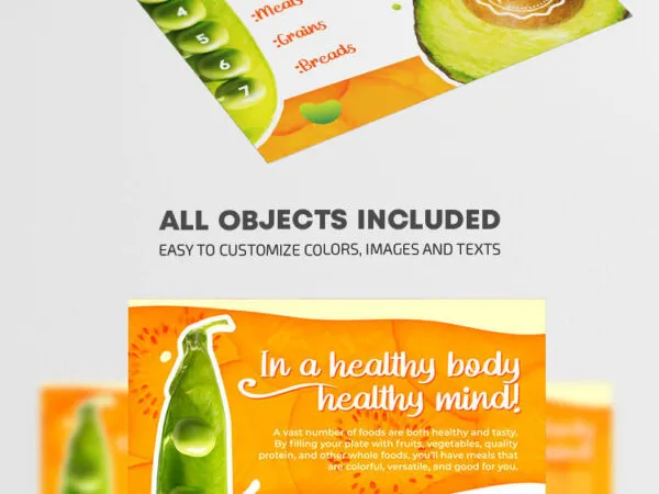 Green and Orange Healthy Food Flyer Template 1
