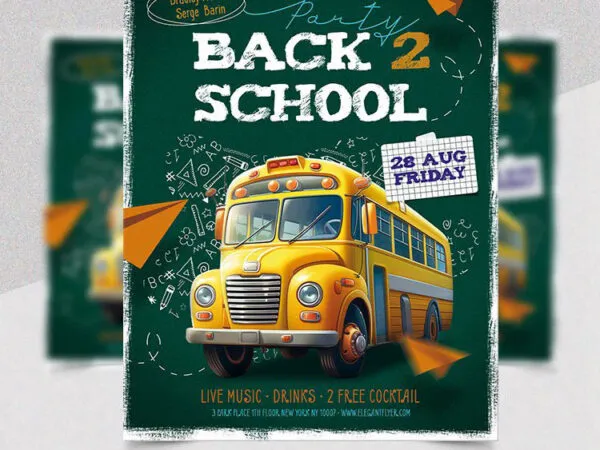 Green and Yellow Back To School Flyer Template 1