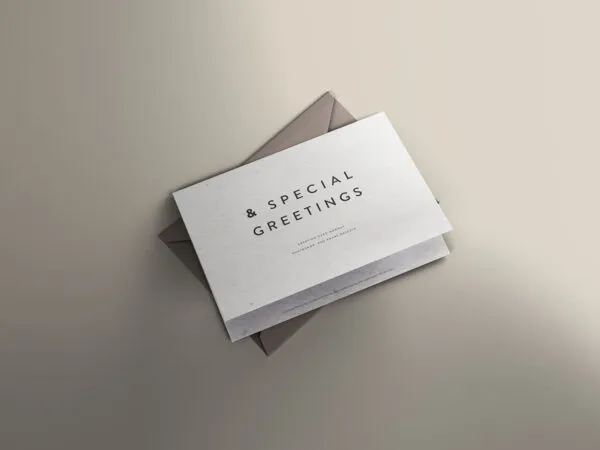 Greeting Card Along with an Envelope Mockup 1