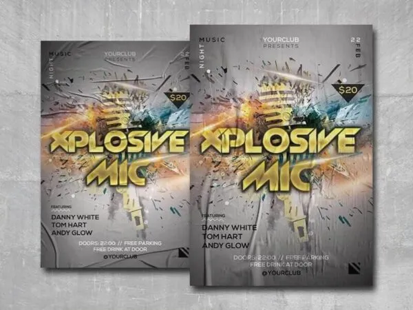 Grey Explosive Concert Party Flyer Template 1