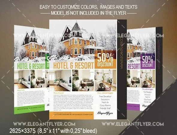 Grid Clean Hotel and Resort Flyer and Facebook Cover Templates 1