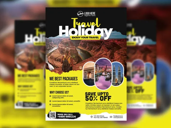 Grid Creative Travel Agency Promotion Flyer Template 1