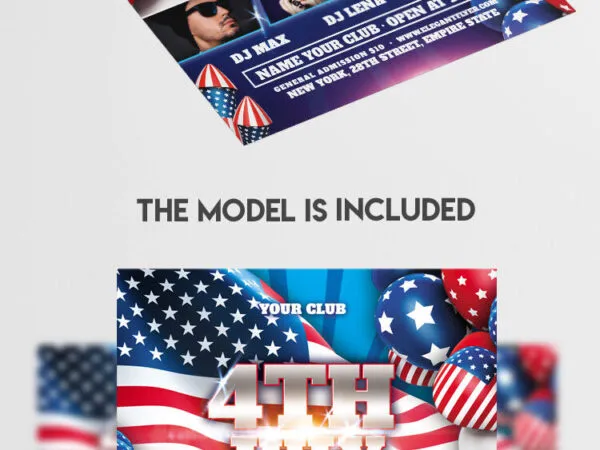 Grid Flag 4th of July Party Flyer Template 1
