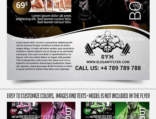 Grid Modern Gym Class Flyer and Facebook Cover Template 1