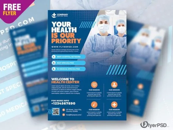 Grid Modern Health Care and Hospital Flyer Template 1