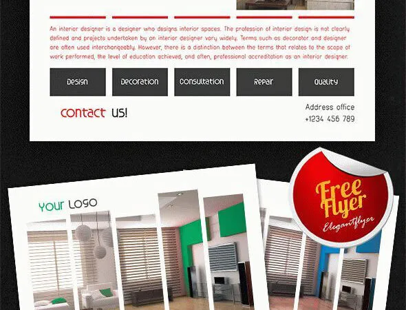 Grid Modern Interior Design Flyer Along with Facebook Cover Templates 1
