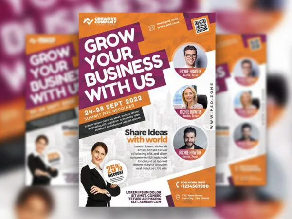Grid Modern Seminar Business Flyer Template 1