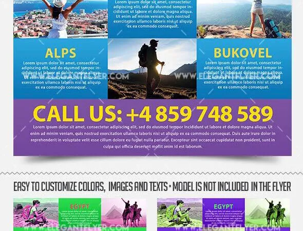 Grid Modern Travel Agency Flyer Along with Facebook Cover Templates 1