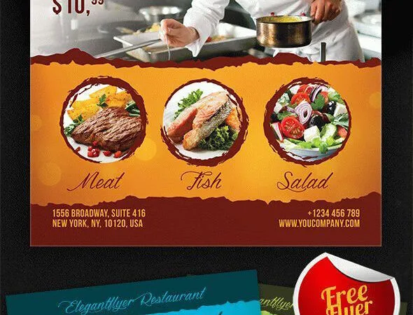 Grid Photo Restaurant Flyer Template 1