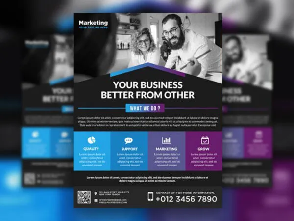 Grid Professional Business Flyer Template 1