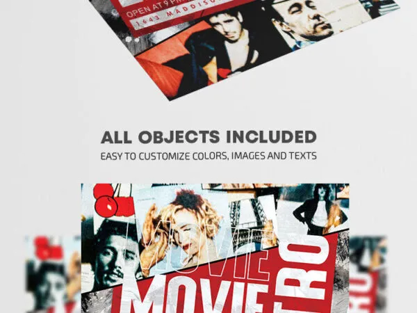 Grid Retro Movie Flyer Template 1