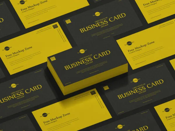 Grid Stack of Business Cards Mockup 1