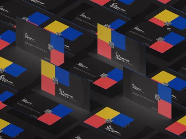 Grid Style Mockup Featuring Business Cards in Different Positions 1