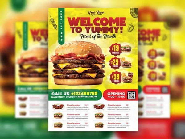 Grid Style Restaurant Flyer Template 1