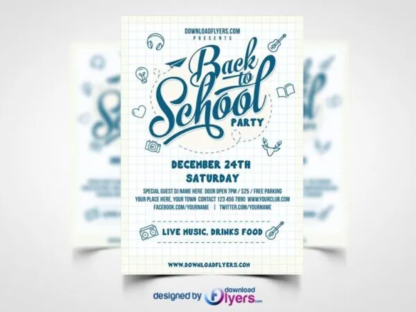 Grid Typographical Back to School Party Flyer Template 1