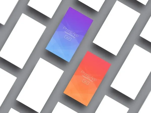 Grid iPhone App UI in Perspective Mockup 1