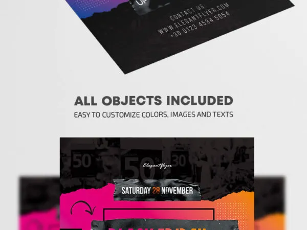 Grunge Black and Pink Black Friday Flyer Template 1