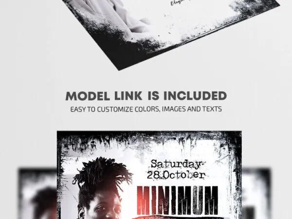 Grunge Black and White DJ Party Flyer Template 1