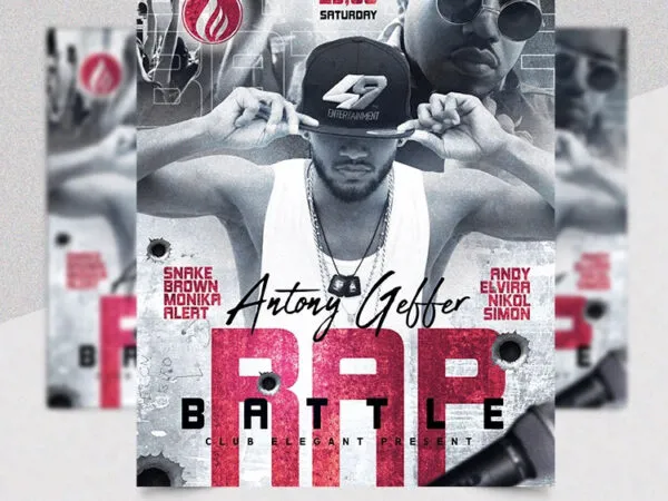 Grunge Black and White Rap Battle Flyer Template 1