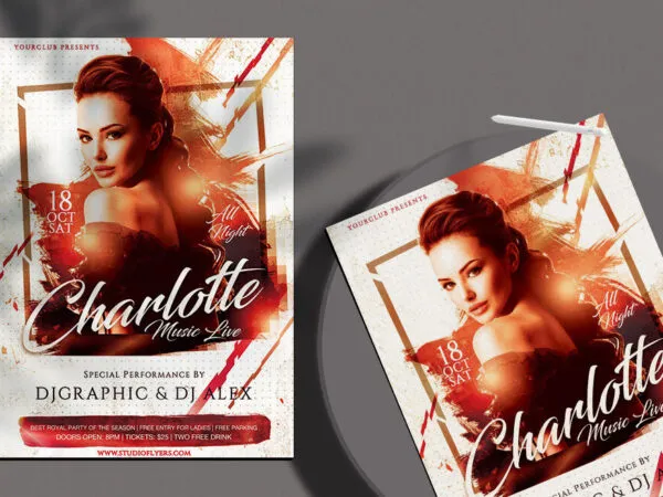 Grunge Club Live Music Flyer Template 1