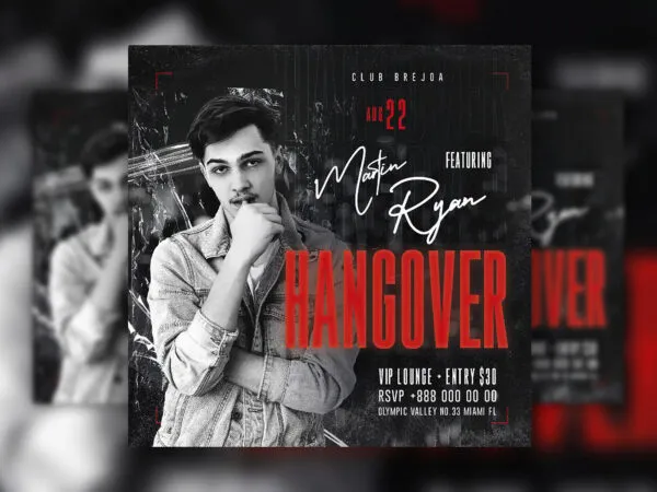 Grunge DJ Club Event Flyer Instagram Post Template 1