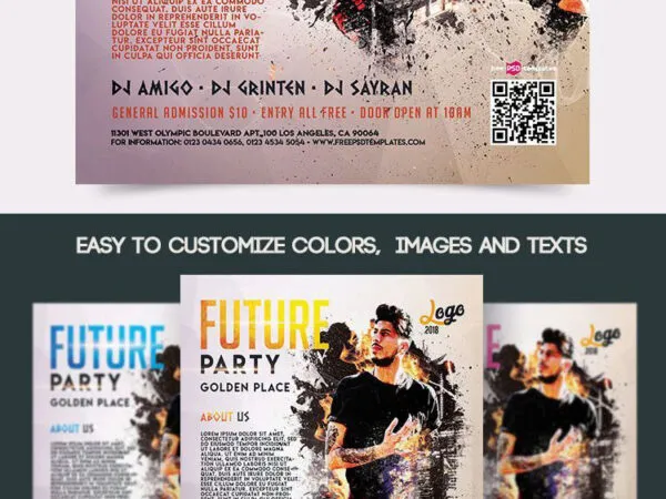 Grunge DJ Party Flyer Template 1