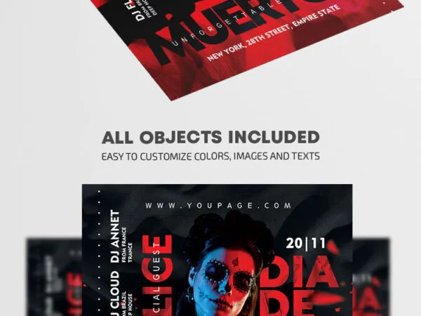 Grunge Dia De Los Muertos Event Flyer Template 1